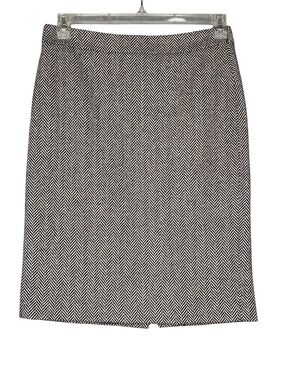 J. Crew Herringbone Wool Pencil Skirt 24" Lined Black & White Size 4